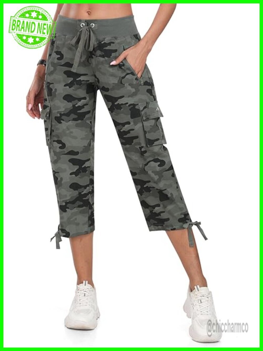 Women's Cargo Capris Hiking Pants Lightweight Quick Dry Zipper Pockets